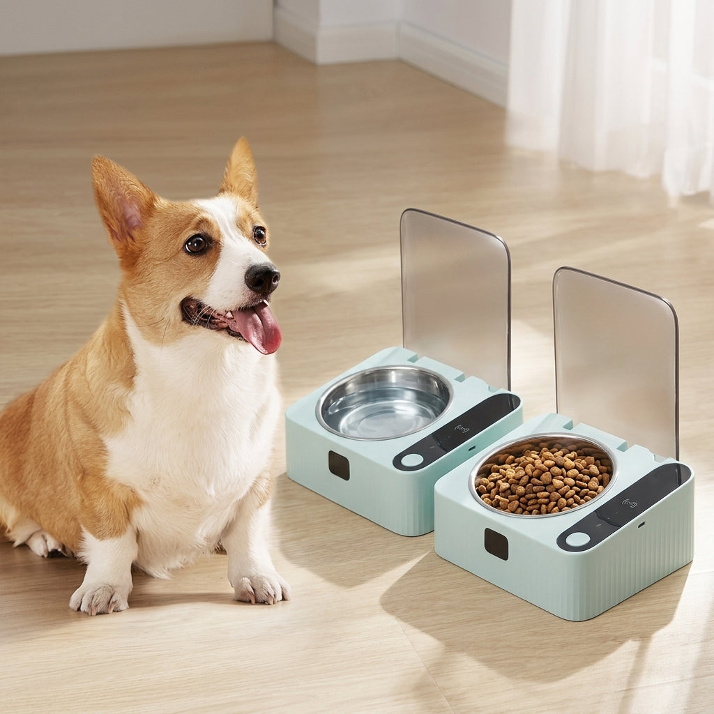 Smart Auto-Lid Cat Bowl – Rechargeable Pet Feeding Bowl with Type-C Charging