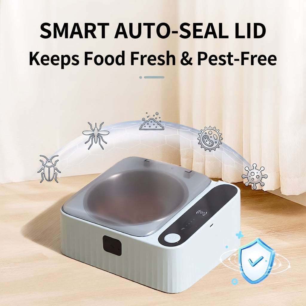 Smart Auto-Lid Cat Bowl – Rechargeable Pet Feeding Bowl with Type-C Charging